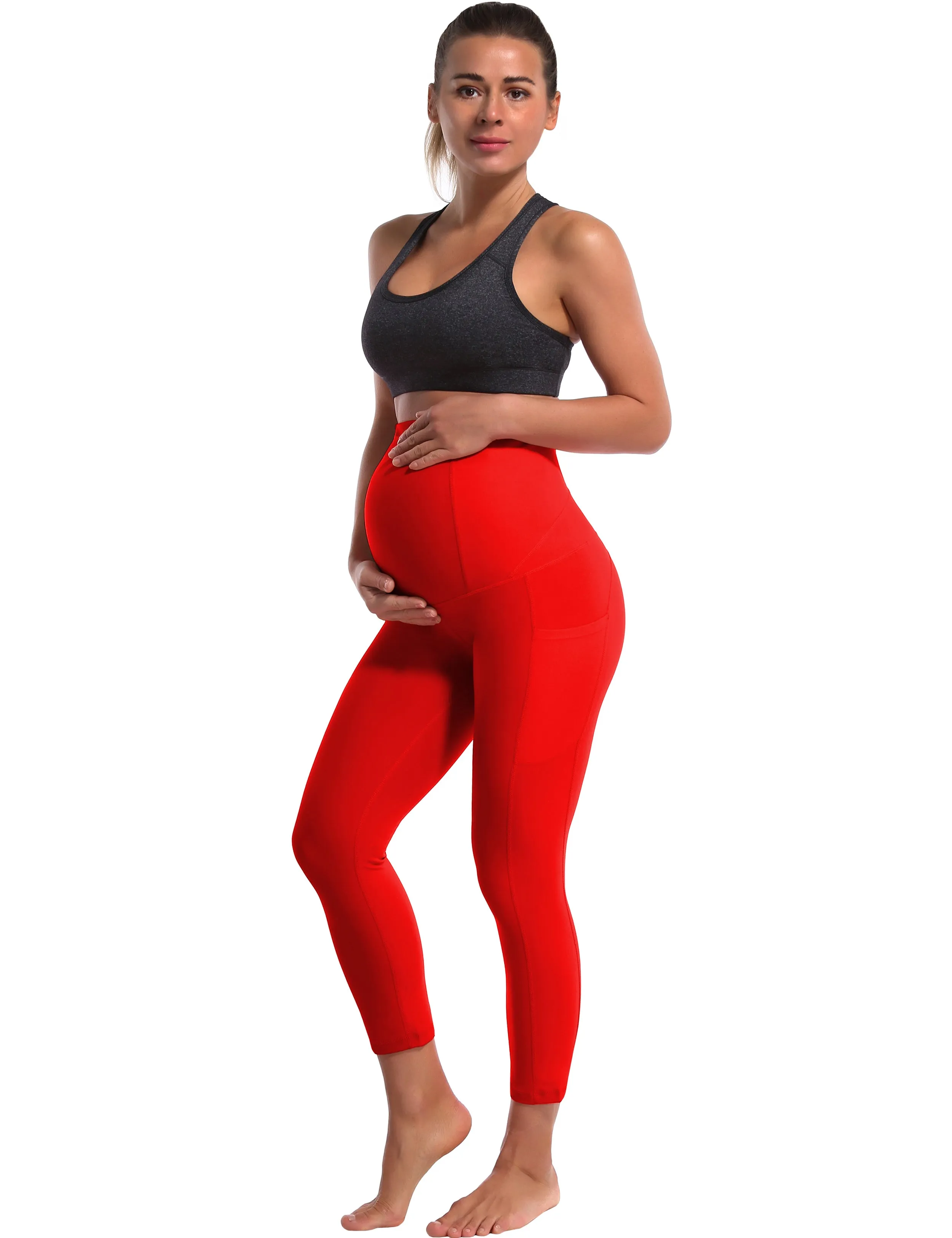 22" Side Pockets Maternity Jogging Pants scarlet_Jogging