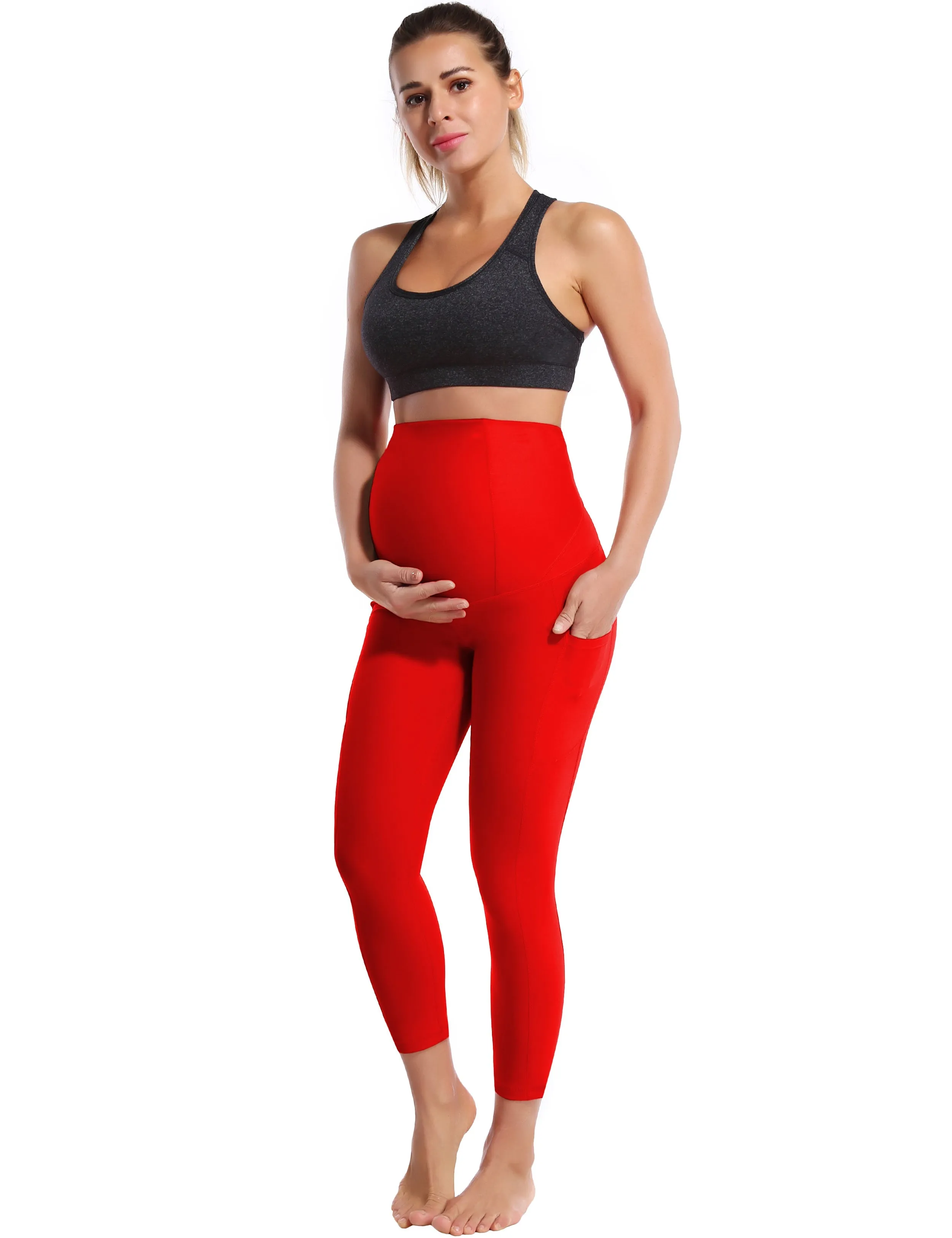 22" Side Pockets Maternity Jogging Pants scarlet_Jogging