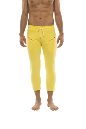 4/5 Zipper Pocket Capri Yoga Pants (Solid Yellow)