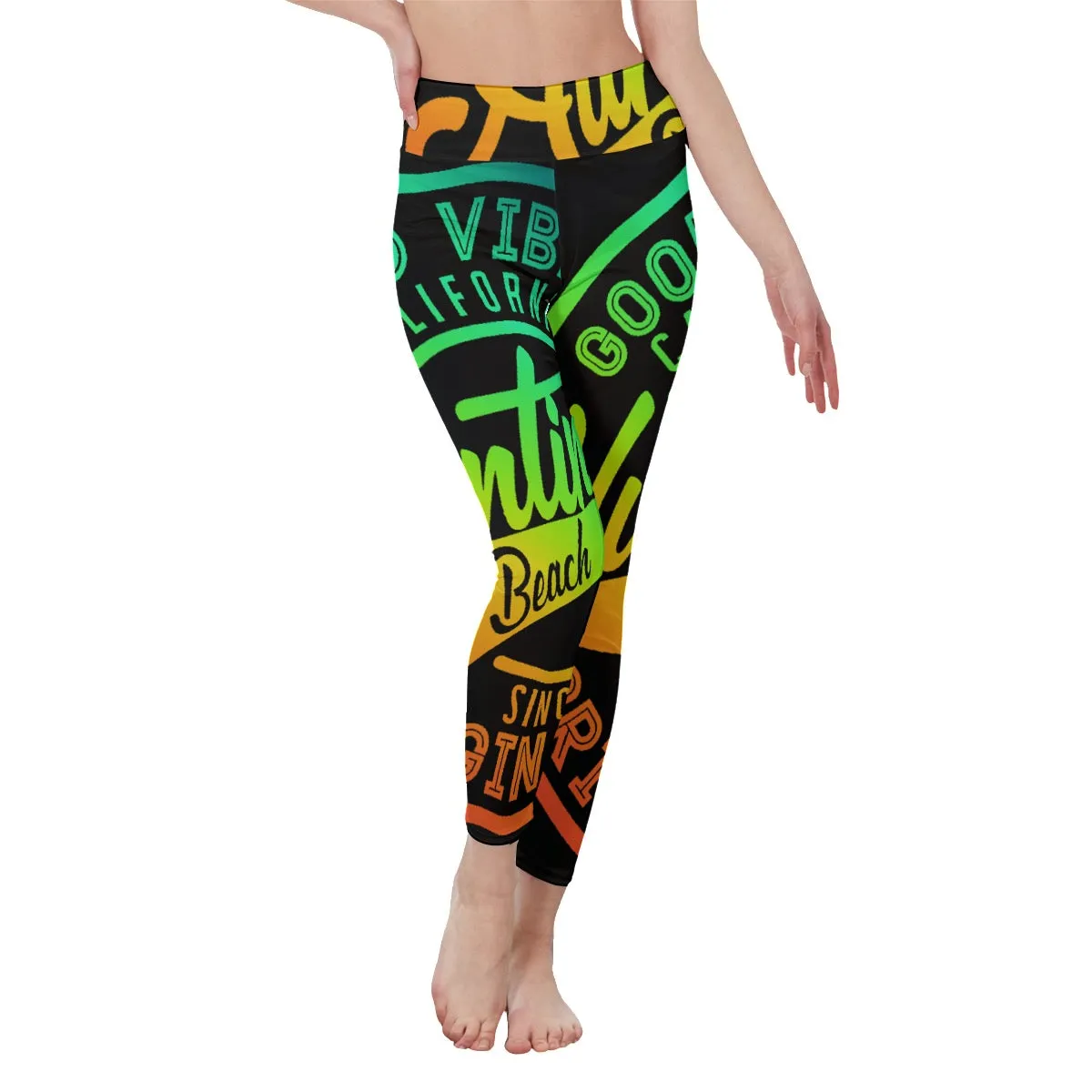 All-Over Print Women's High Waist Leggings | Side Stitch Closure 162