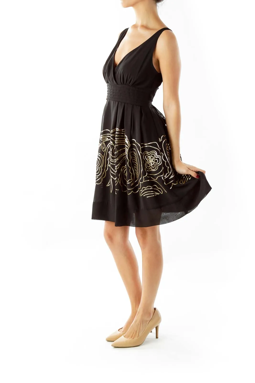 Black & Gold Sequined Dress