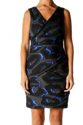 Black Animal Print Cocktail Sheath Dress