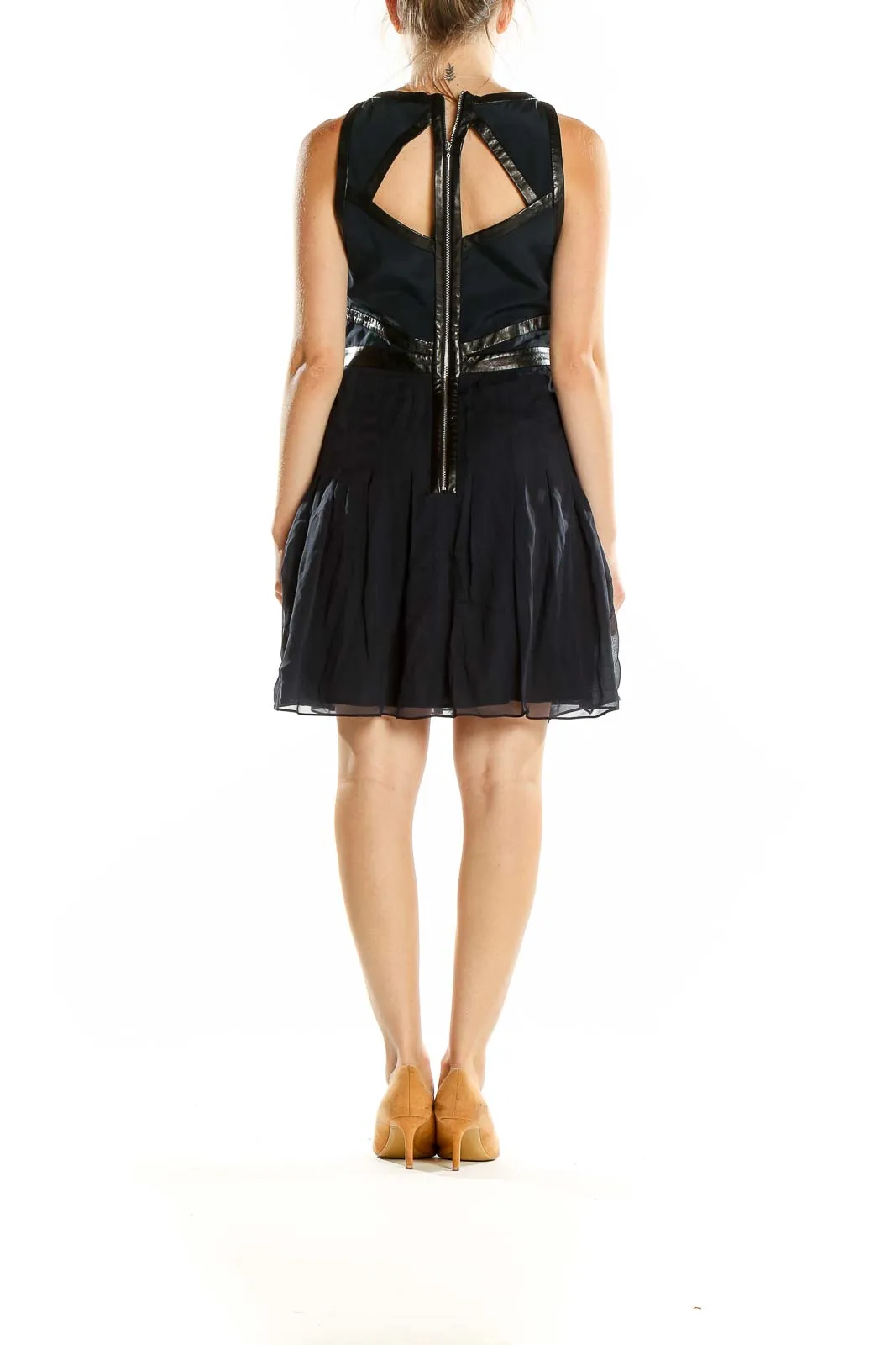 Black Leather Cocktail Dress with Cutouts