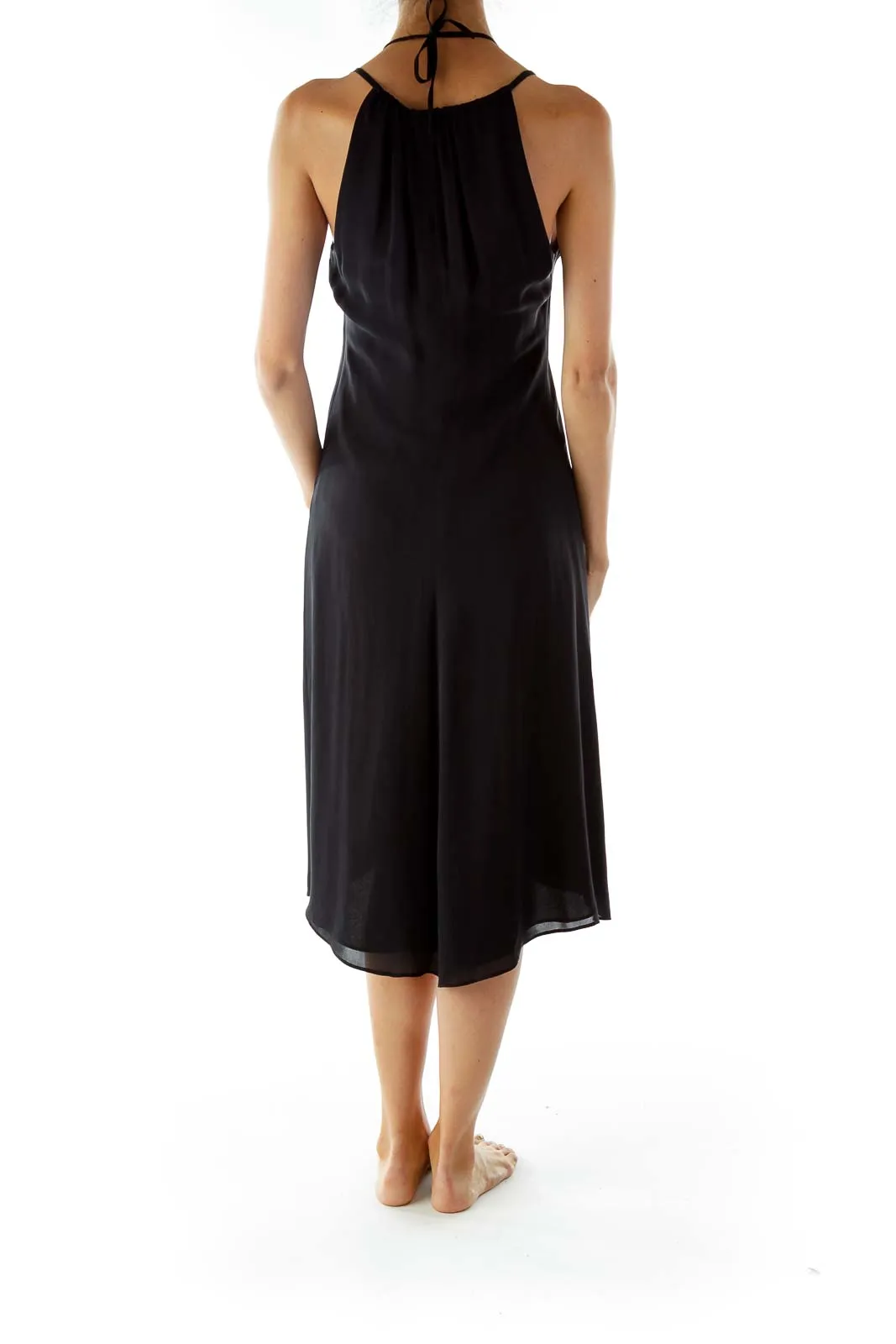 Black Sleeveless Flared Cocktail Dress