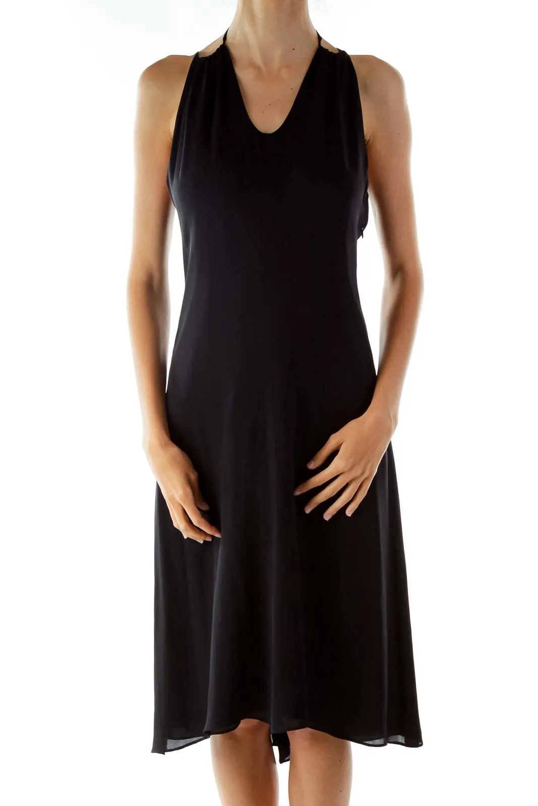 Black Sleeveless Flared Cocktail Dress