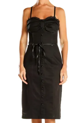 Black Vintage Cocktail Lace Trim Sheath Dress