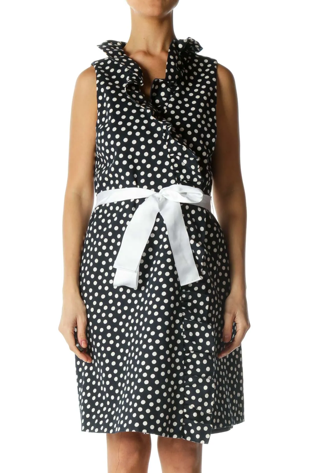 Blue and White Polka-Dot Dress