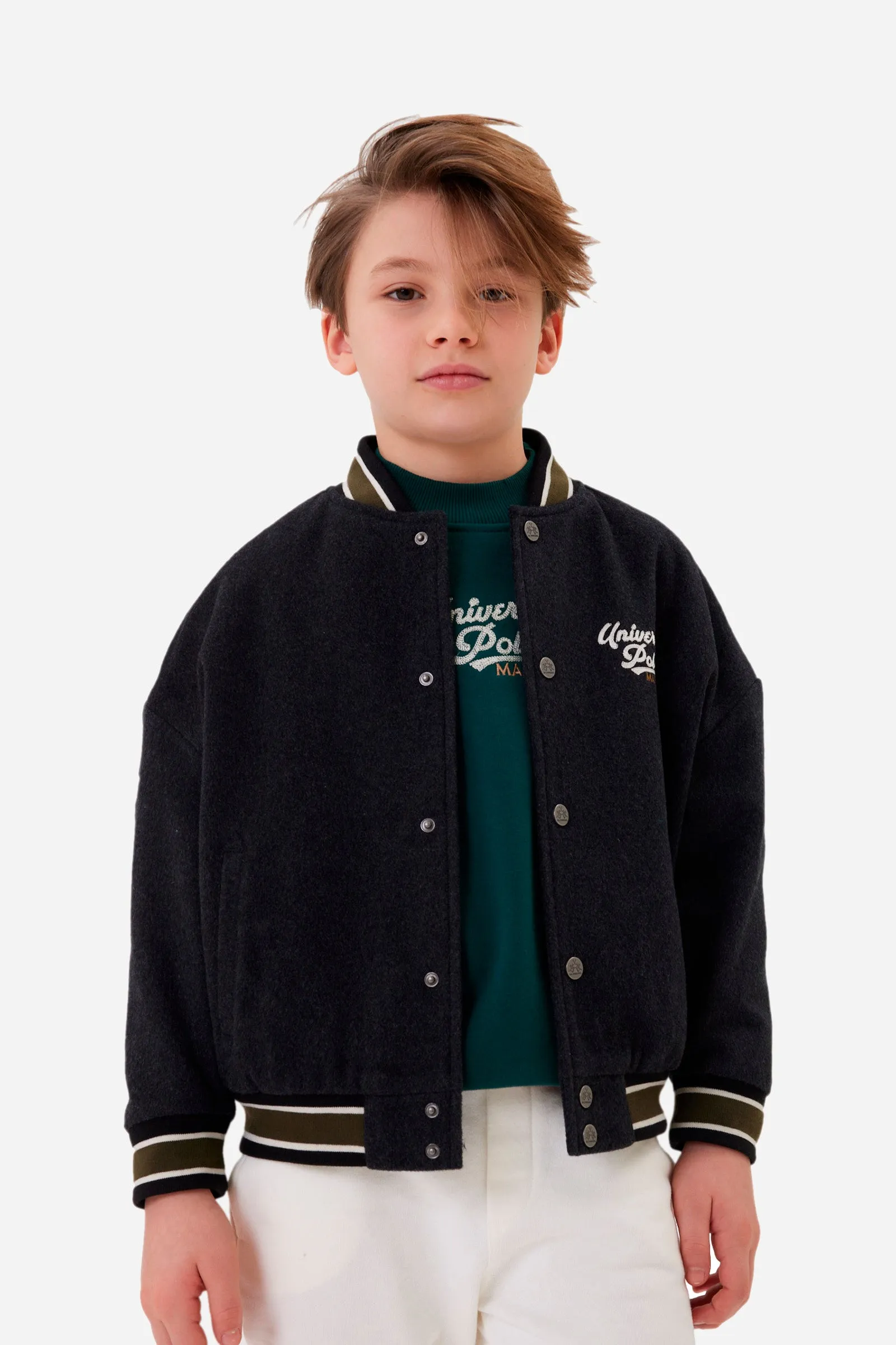 Bomber da bambino stile college