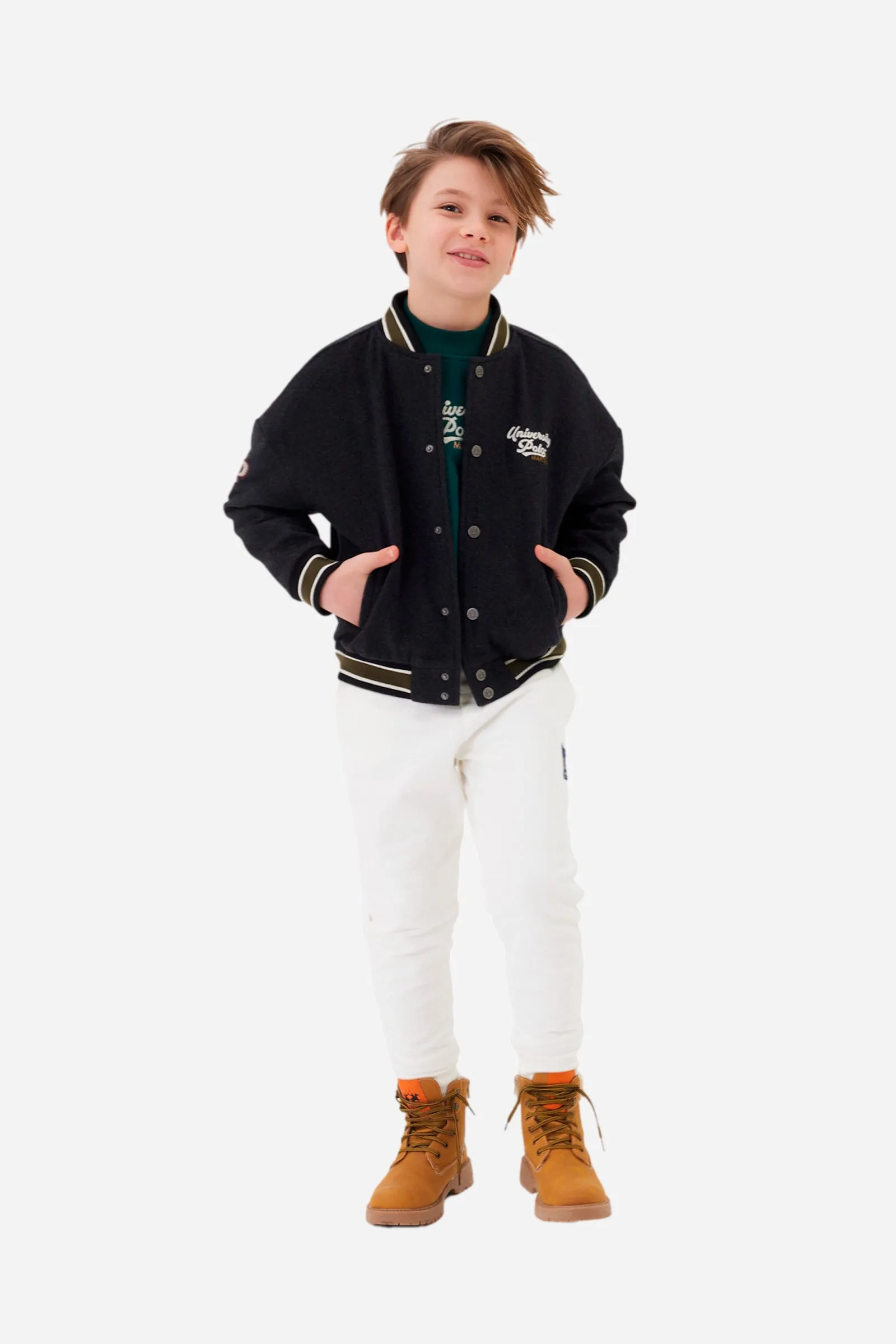 Bomber da bambino stile college