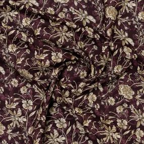 Brown Floral Print Cotton Fabric