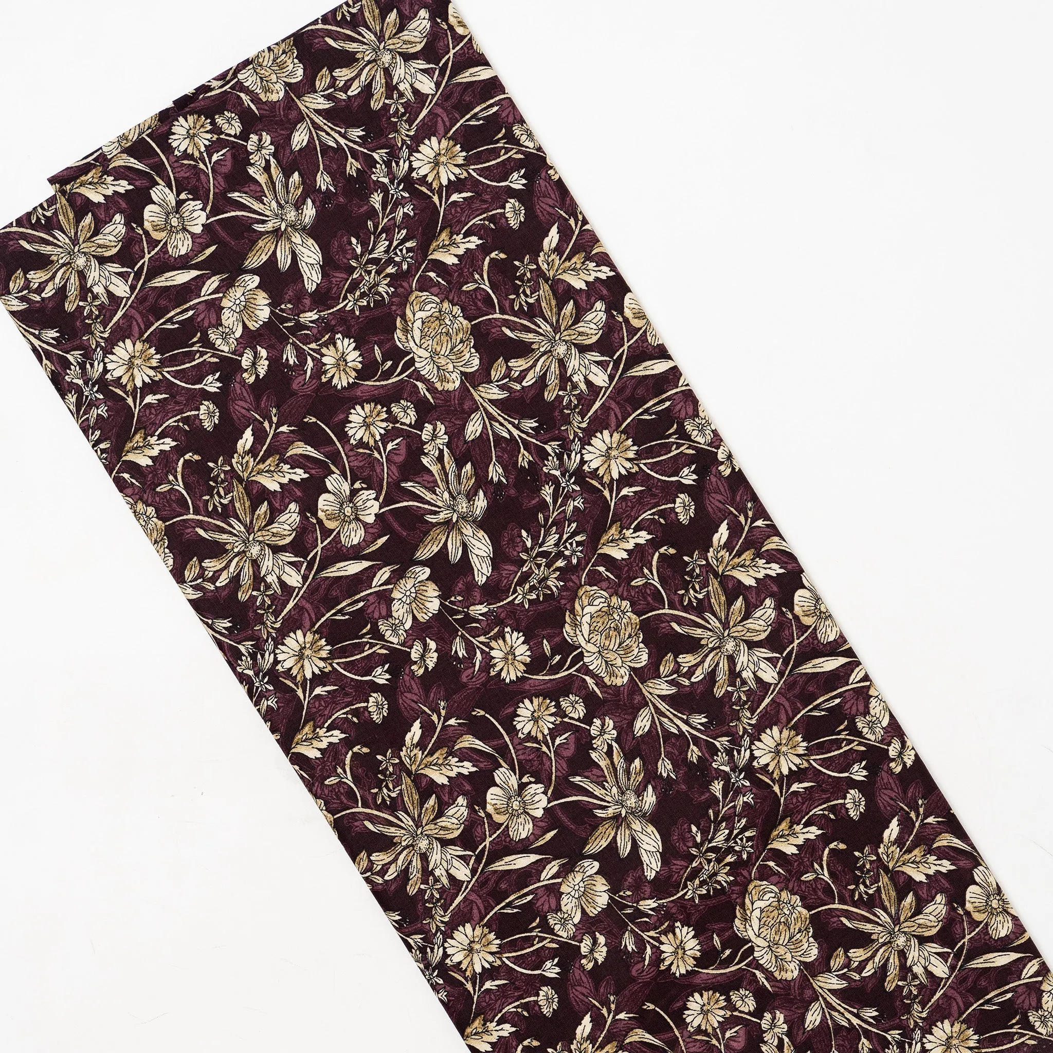 Brown Floral Print Cotton Fabric