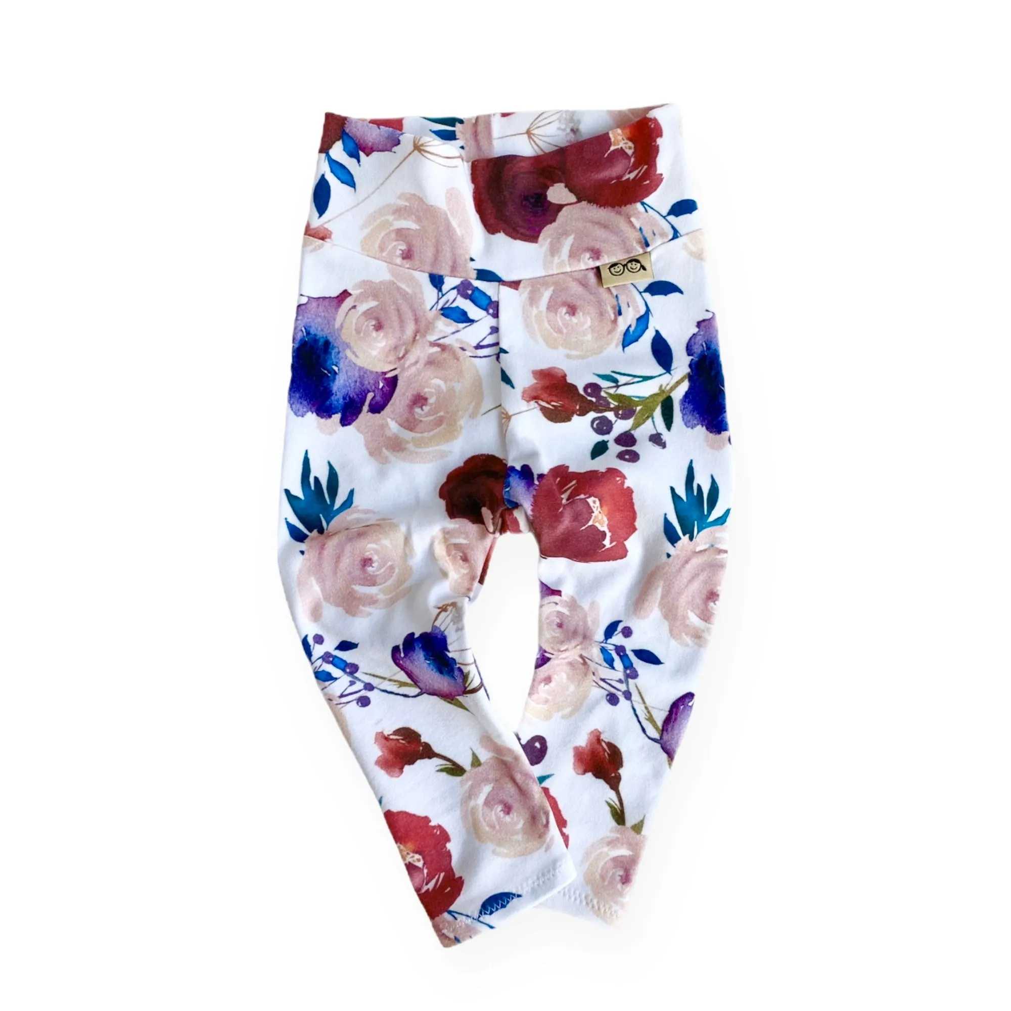 Burgundy Watercolor Floral Leggings