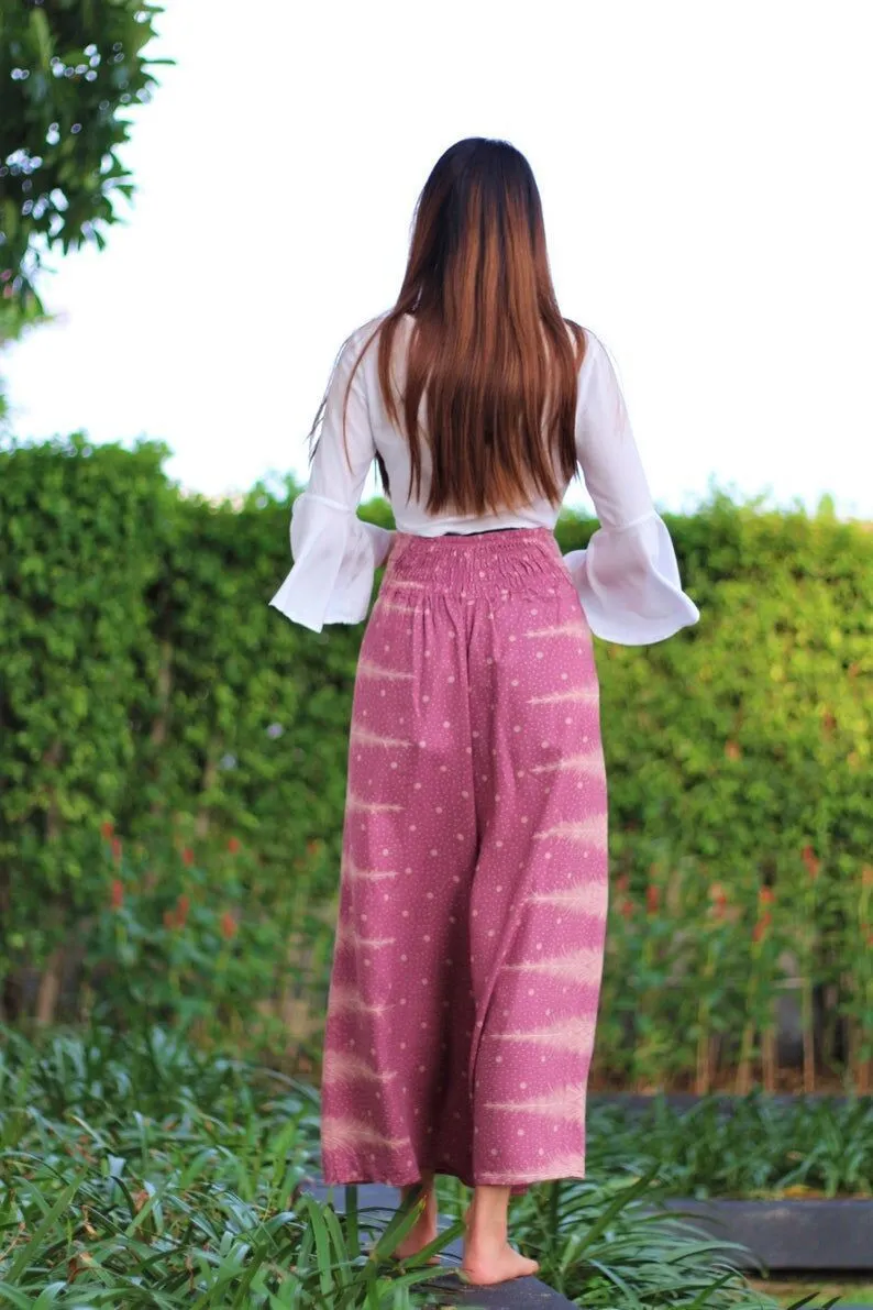 Ethnic style elegant split wide leg pants women loose fitness yoga pants-1