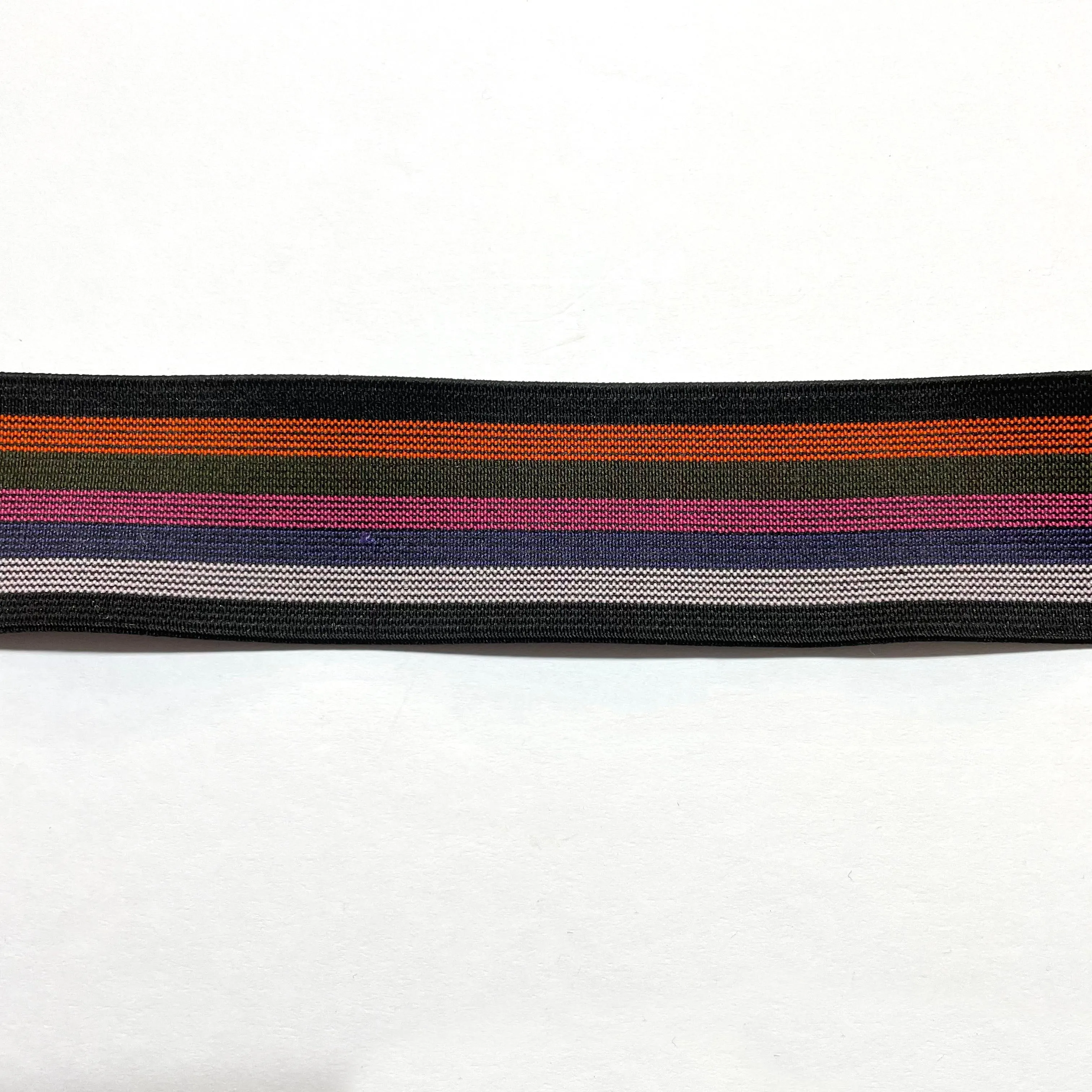 Fancy Elastic (40mm/1 1/2") - Rainbow/Black