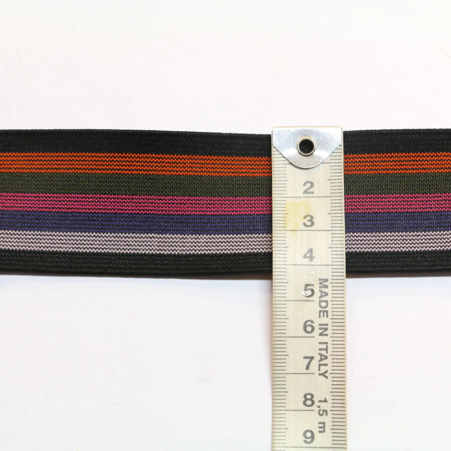 Fancy Elastic (40mm/1 1/2") - Rainbow/Black