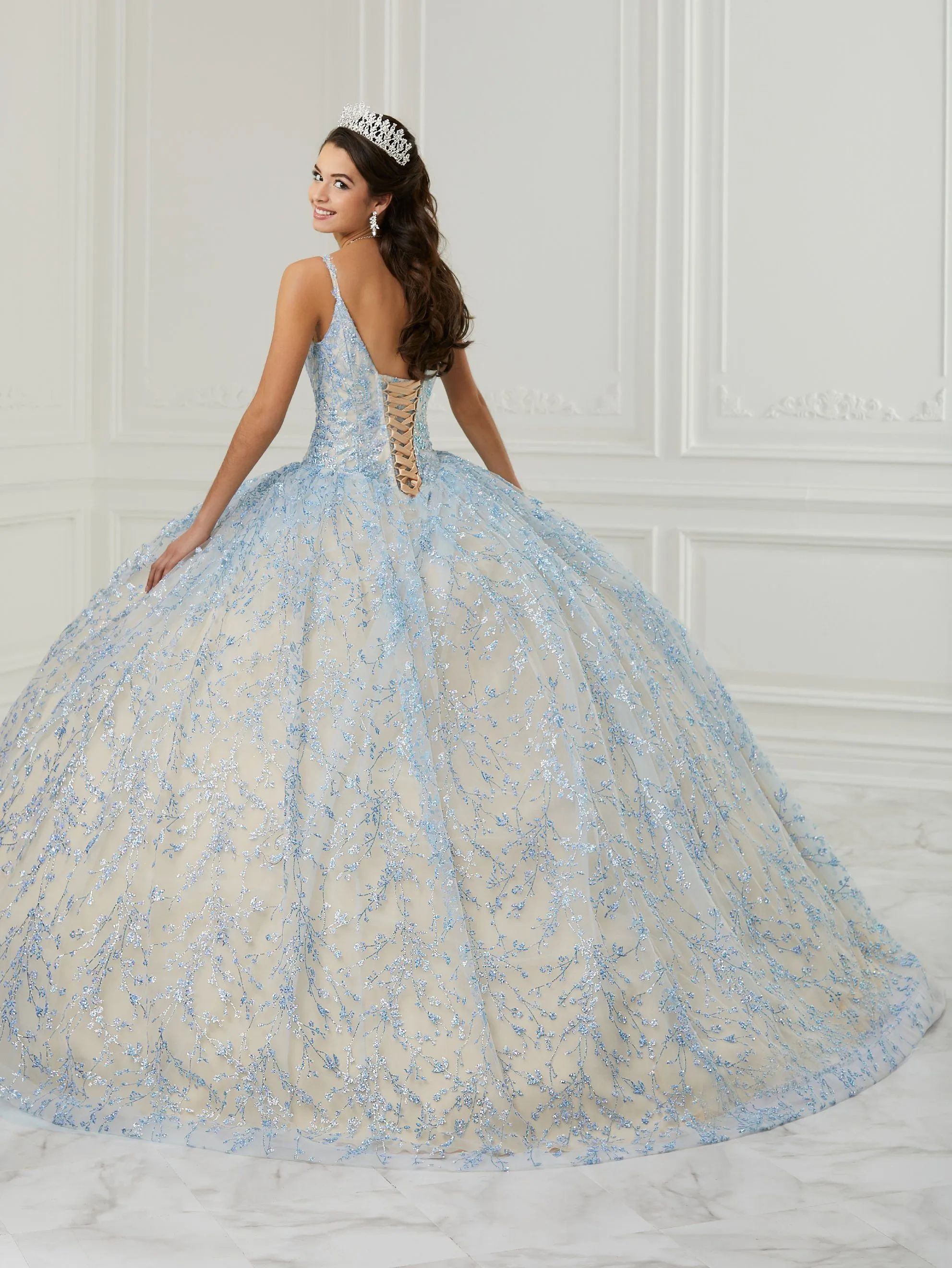 Glitter Print Quinceanera Dress by Fiesta Gowns 56425