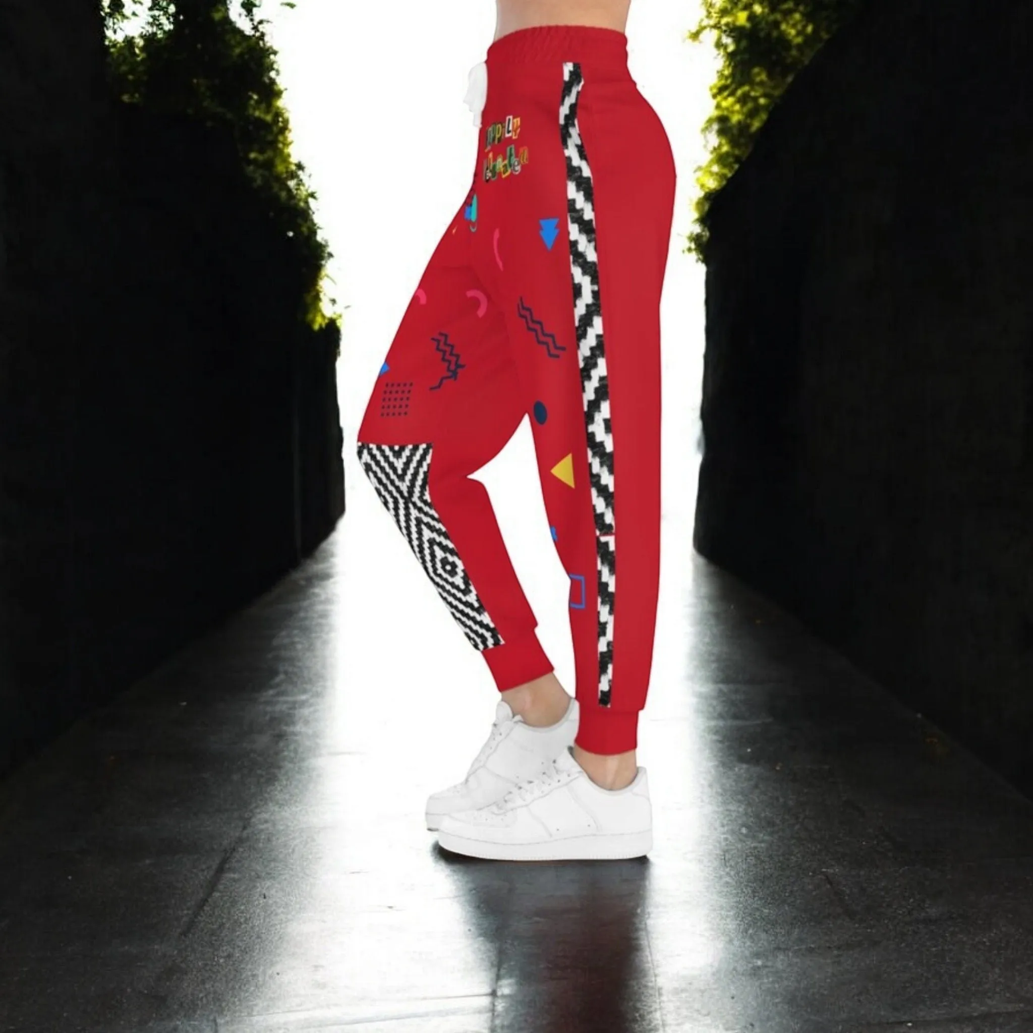 Handcrafted Aztec Pattern Unisex Athletic Joggers, Tribal Print Gym Sweatpants