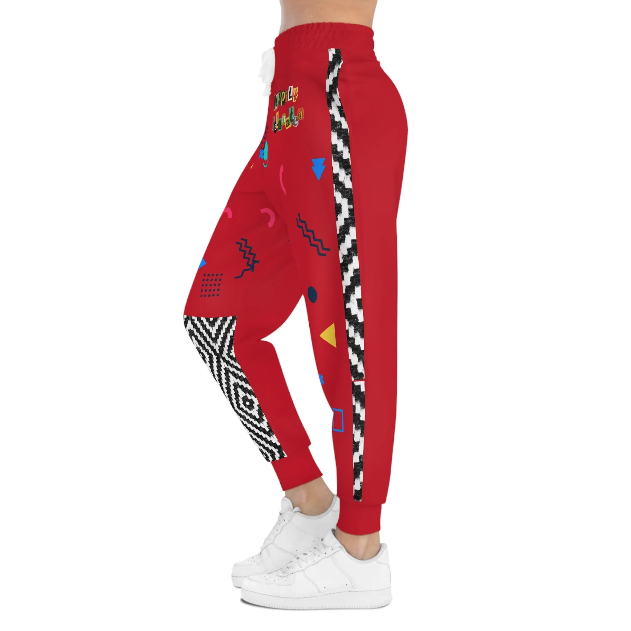 Handcrafted Aztec Pattern Unisex Athletic Joggers, Tribal Print Gym Sweatpants