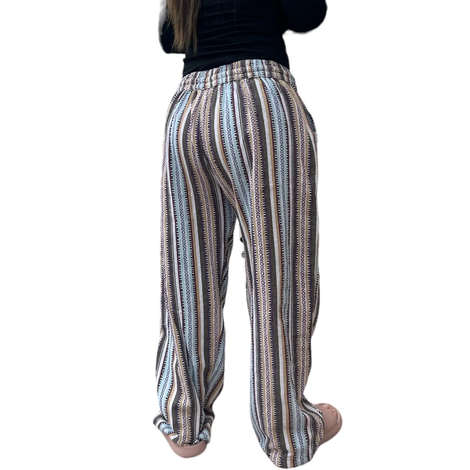 Handmade White Striped Harem Trousers