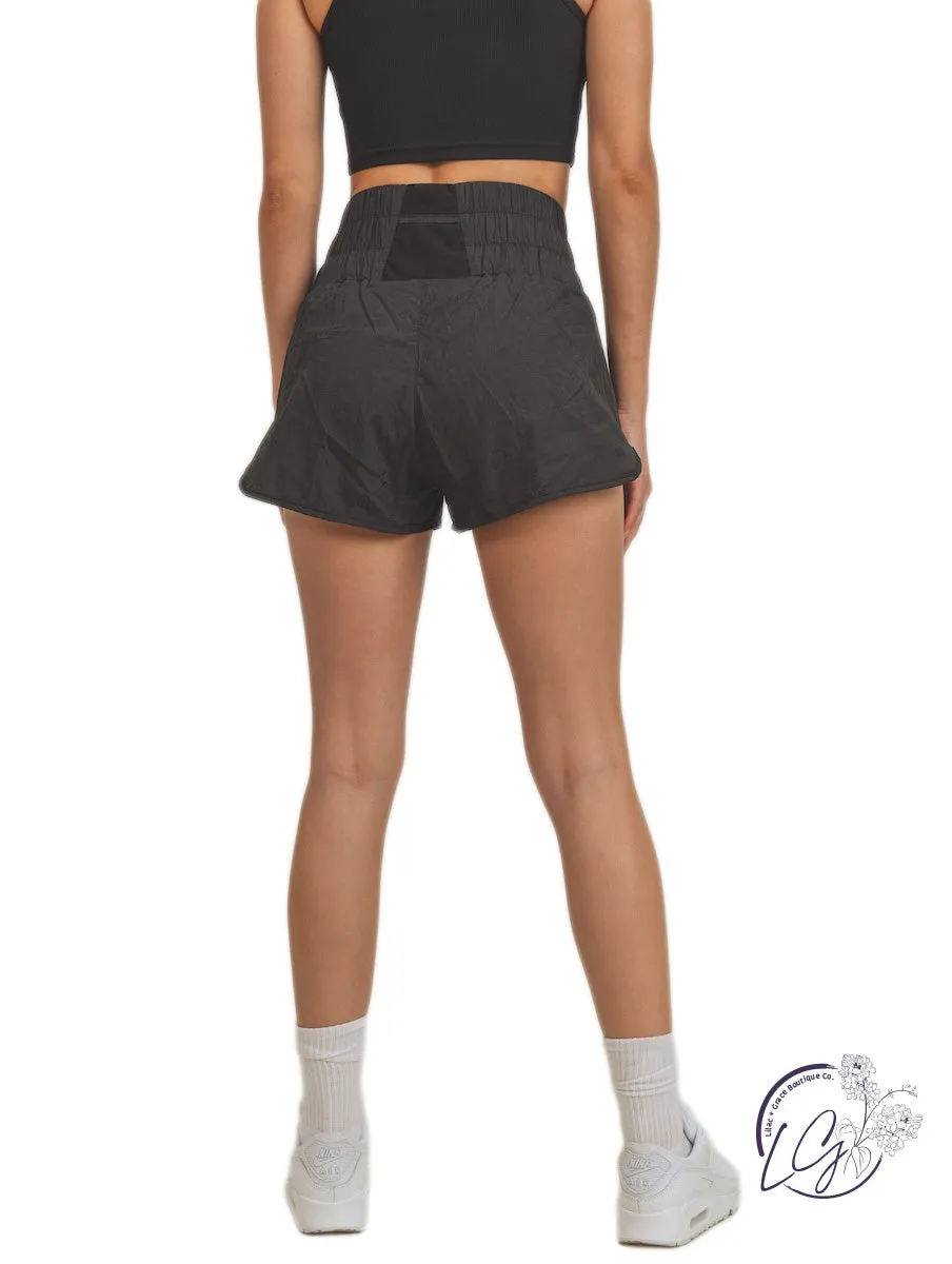 High-Waisted Smocked Elastic Active Shorts