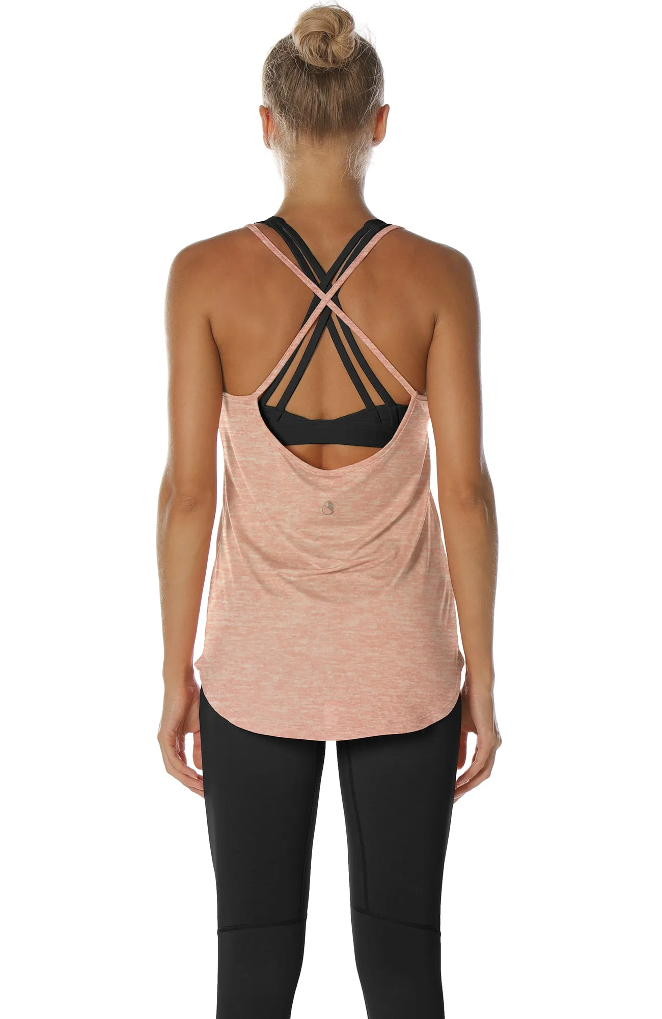 icyzone Workout Tank Tops for Women - Athletic Yoga Tops Open Back Strappy Running Shirts (Pack of 2)