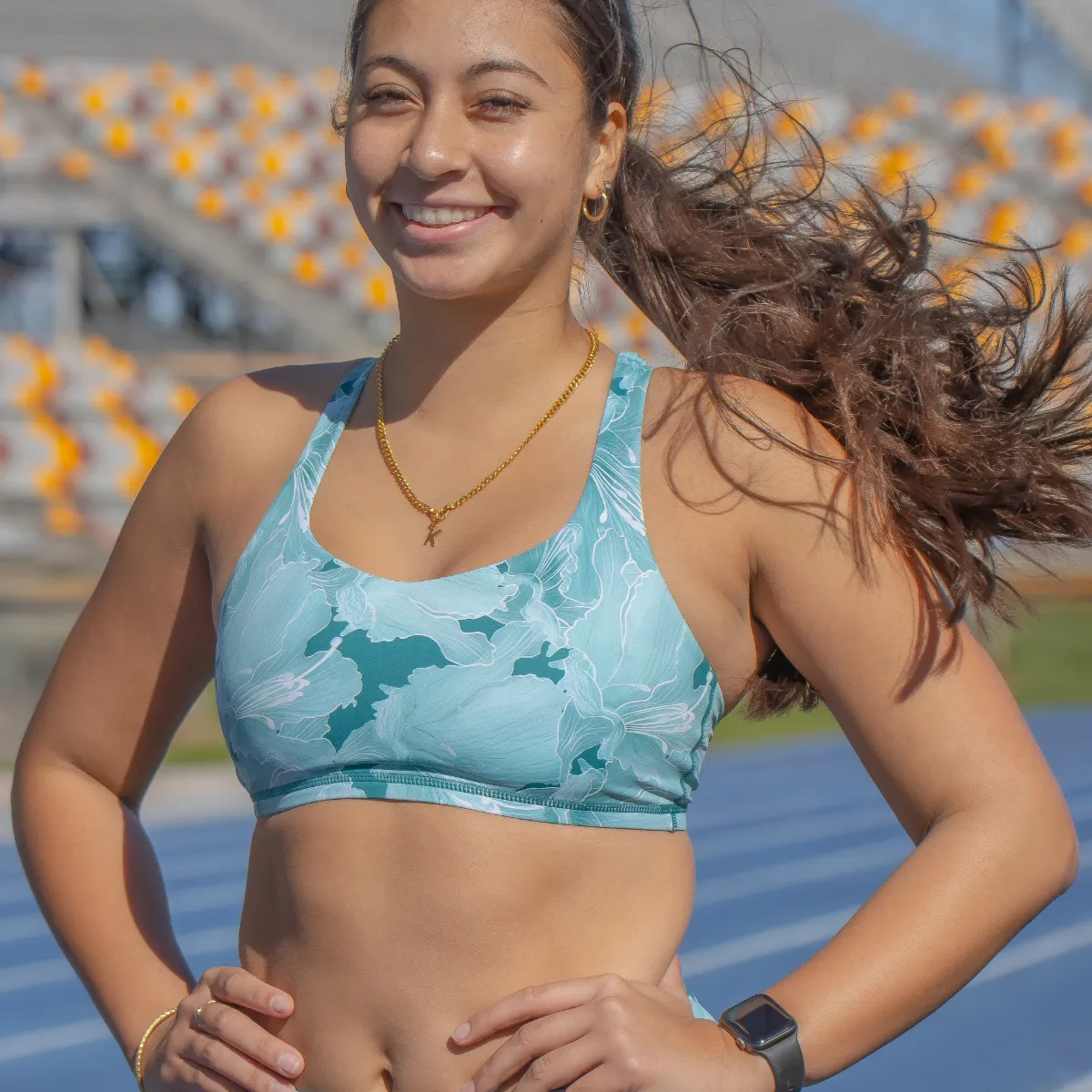 IMPI Strappy Running Bra Top - Teal Tulip