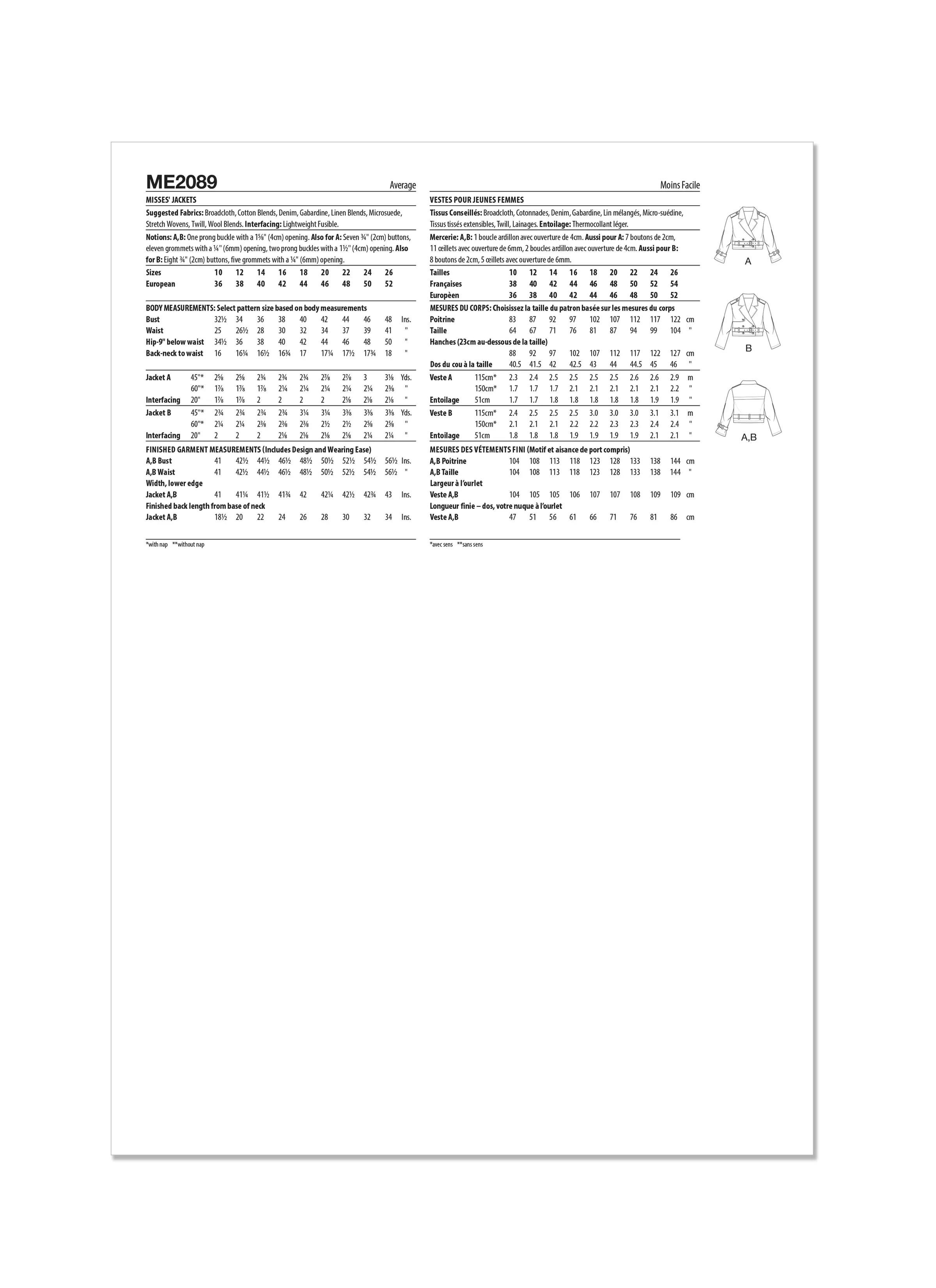 Know Me Sewing Pattern 2089 Jackets by Brittany J. Jones