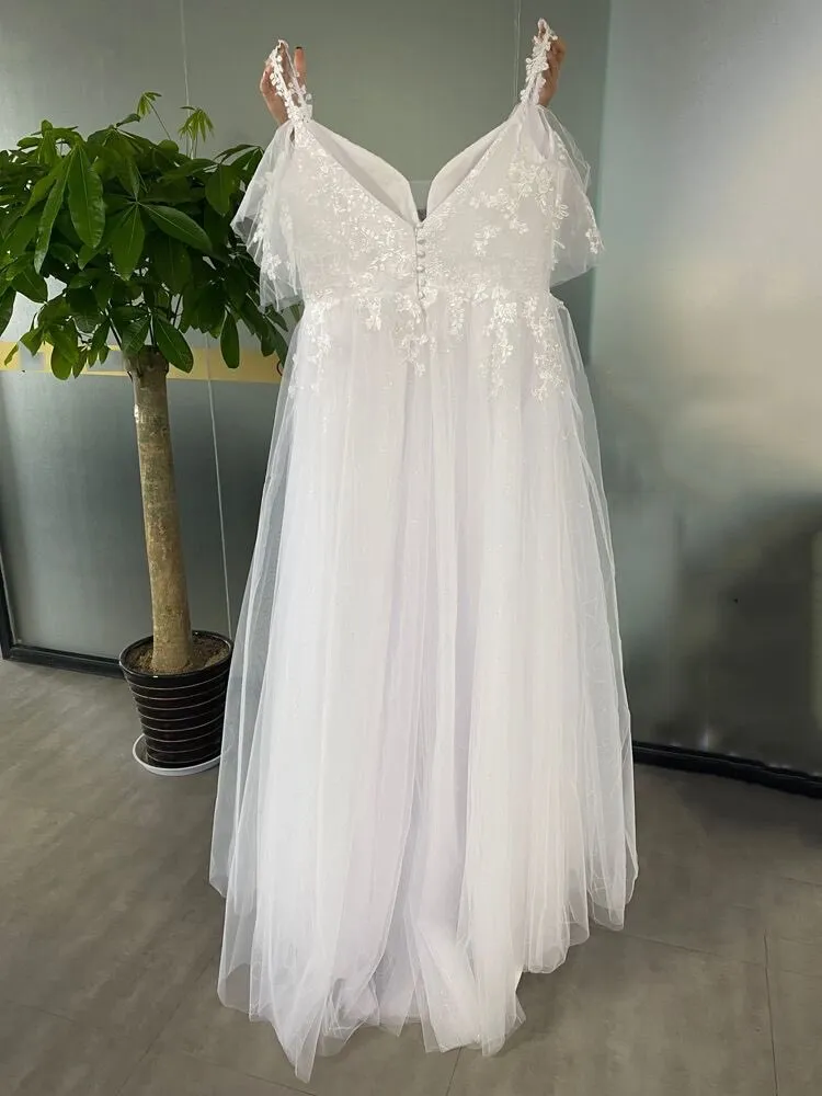 Lace Applique Tulle Flutter Wedding Gown All Sizes/Colors