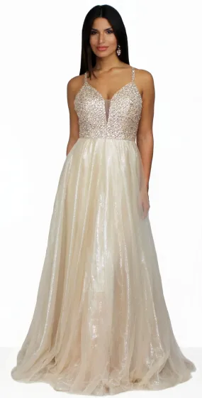 Love Spell Metallic Champagne Ball Gown