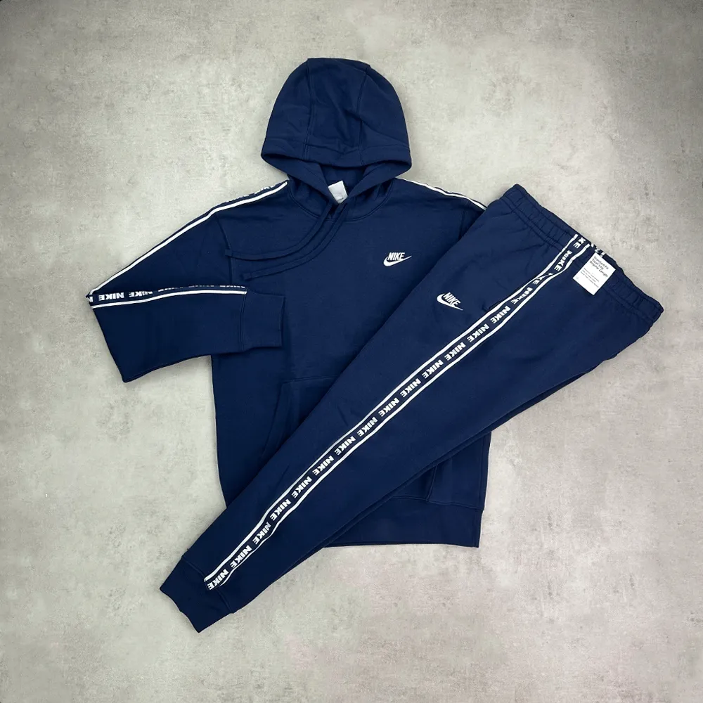 Nike Sportswear Repeat Essential Fleece Hooded Tracksuit Navy Blue