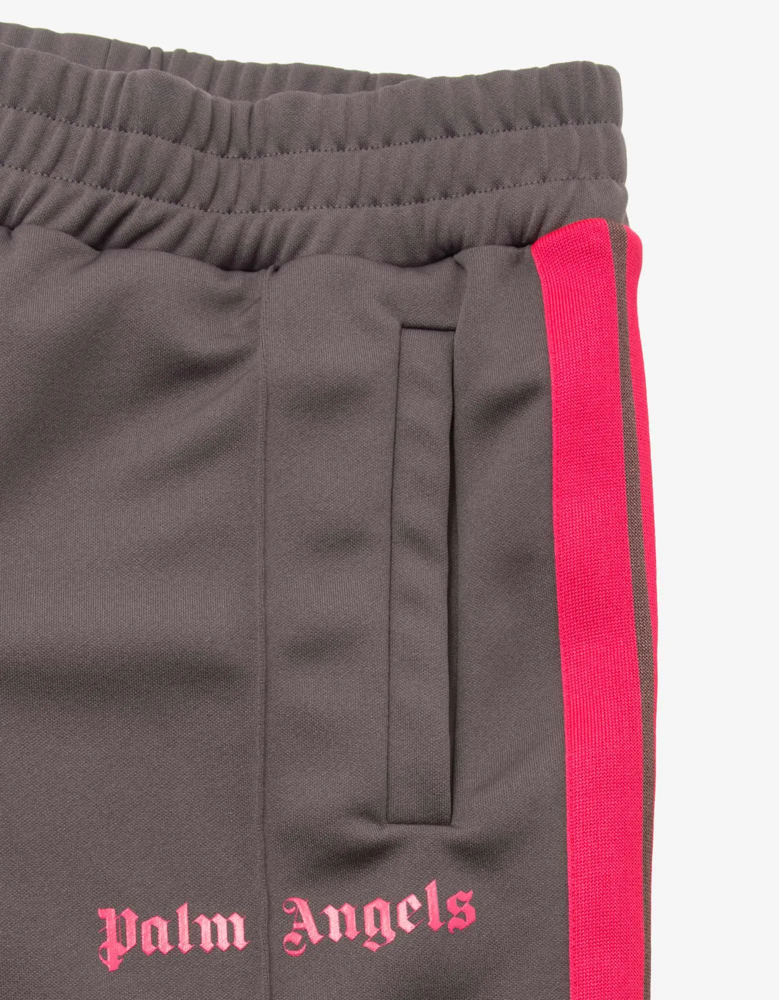 Palm Angels Grey Track Pants with Magenta Stripes