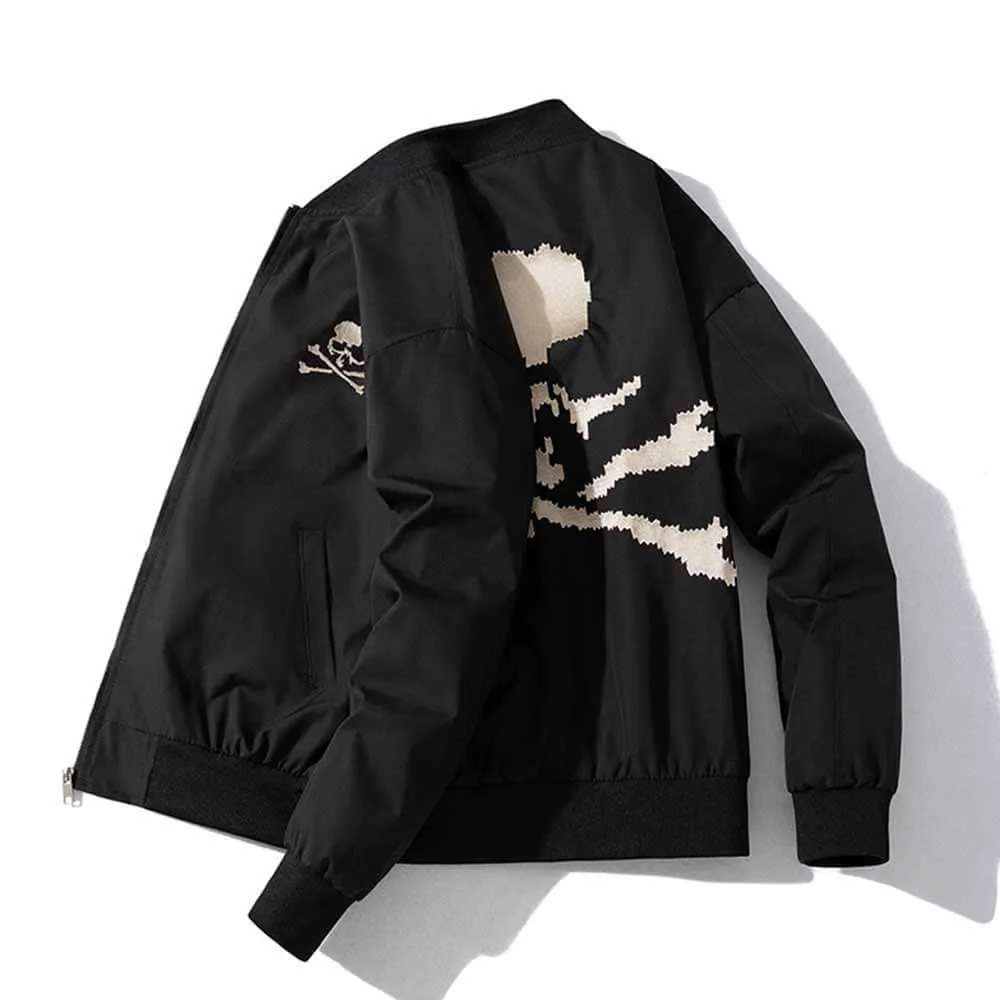 Punk Hip Hop Skull Embroidered Bomber Jacket