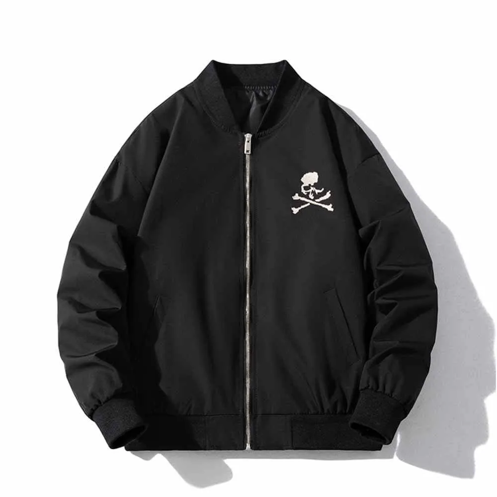 Punk Hip Hop Skull Embroidered Bomber Jacket