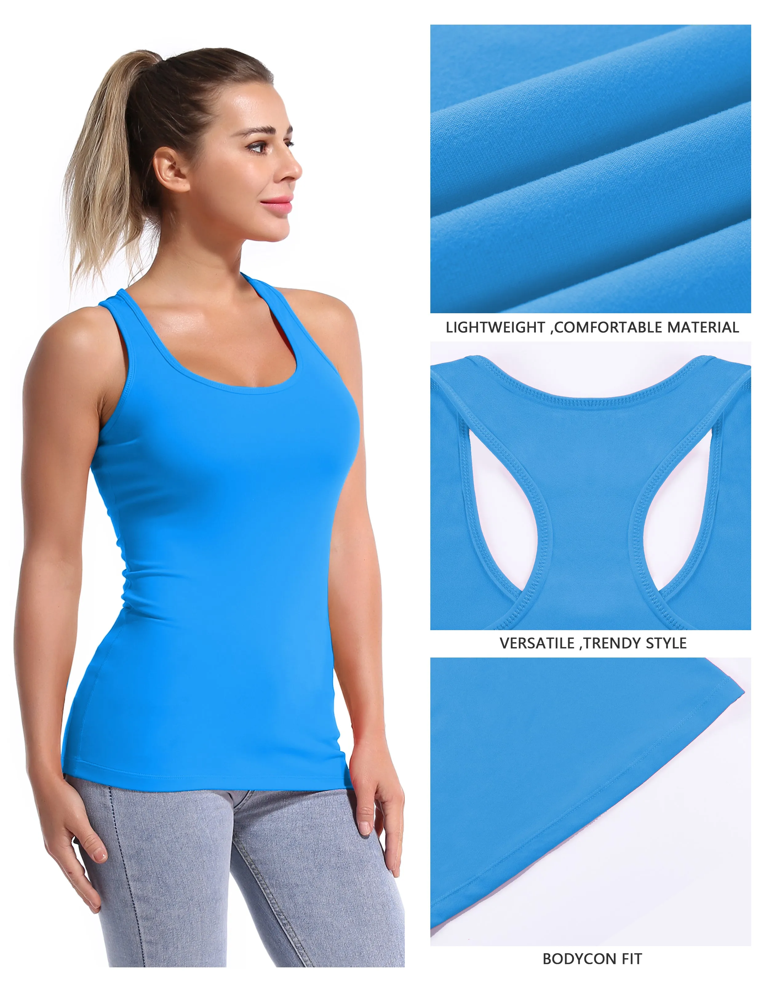 Racerback Athletic Tank Tops deepskyblue_Running