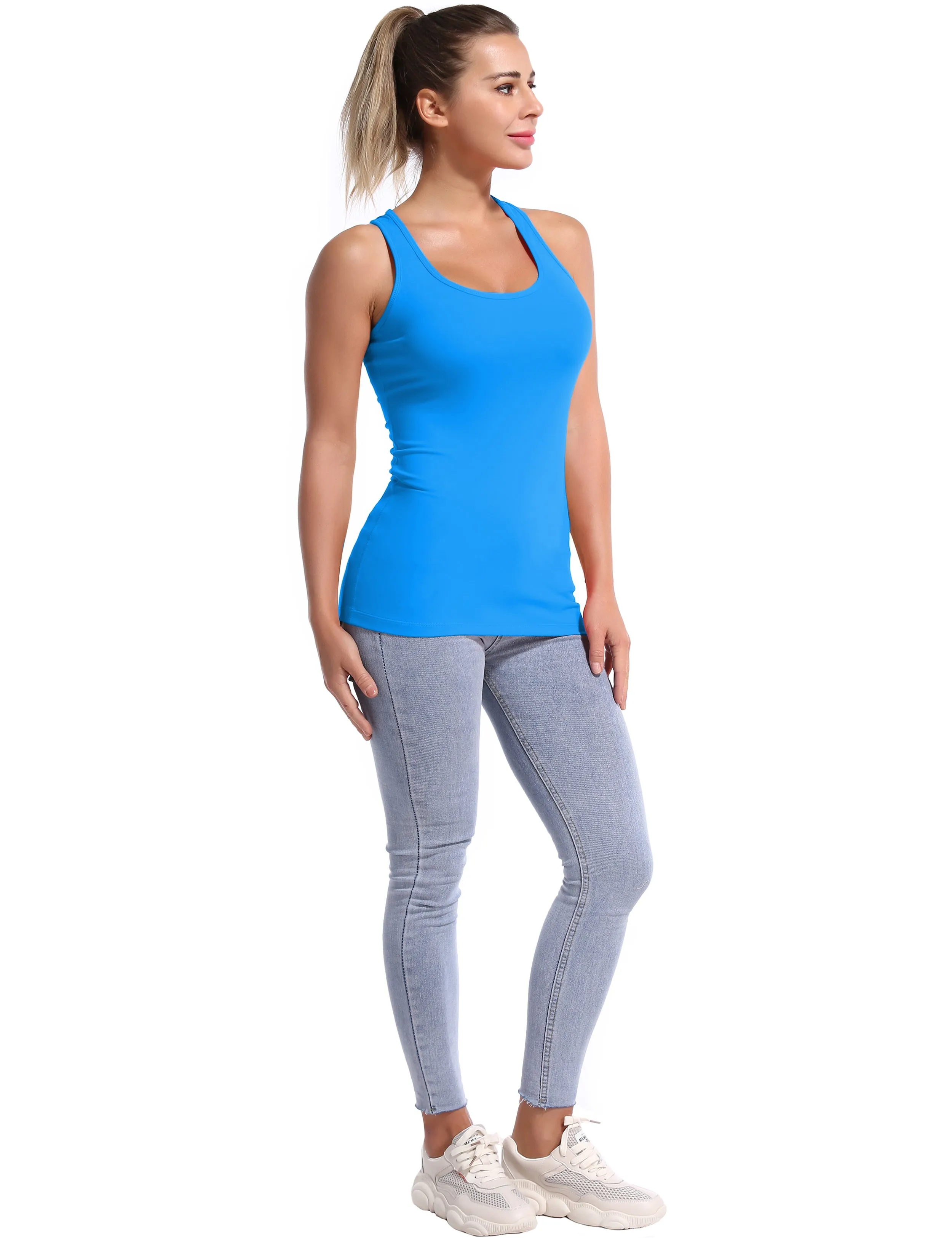 Racerback Athletic Tank Tops deepskyblue_Running