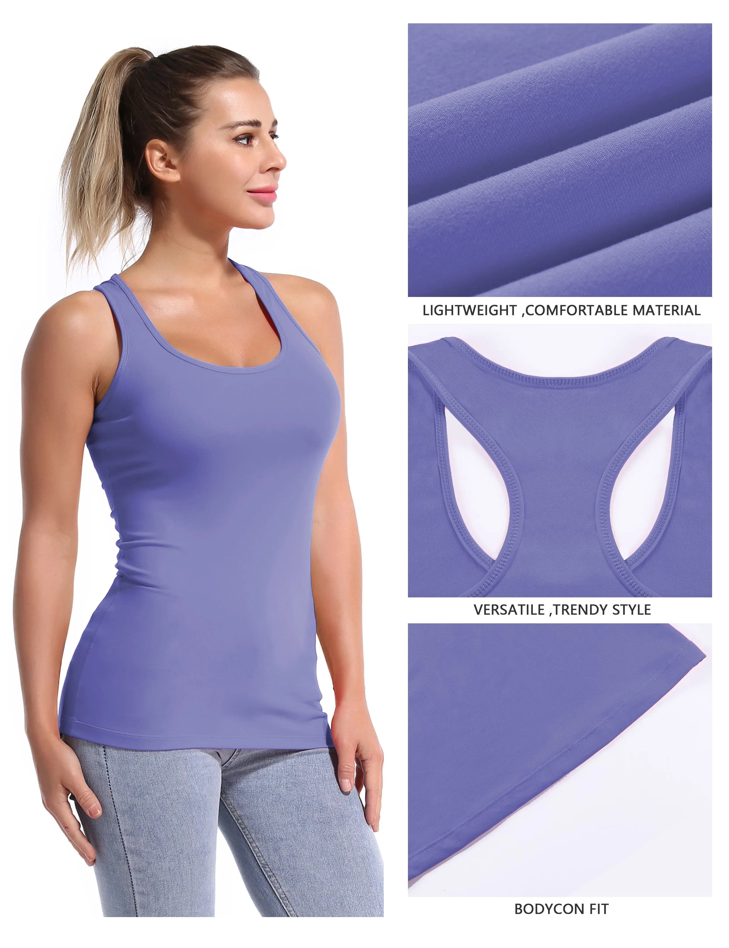 Racerback Athletic Tank Tops lavender_Running