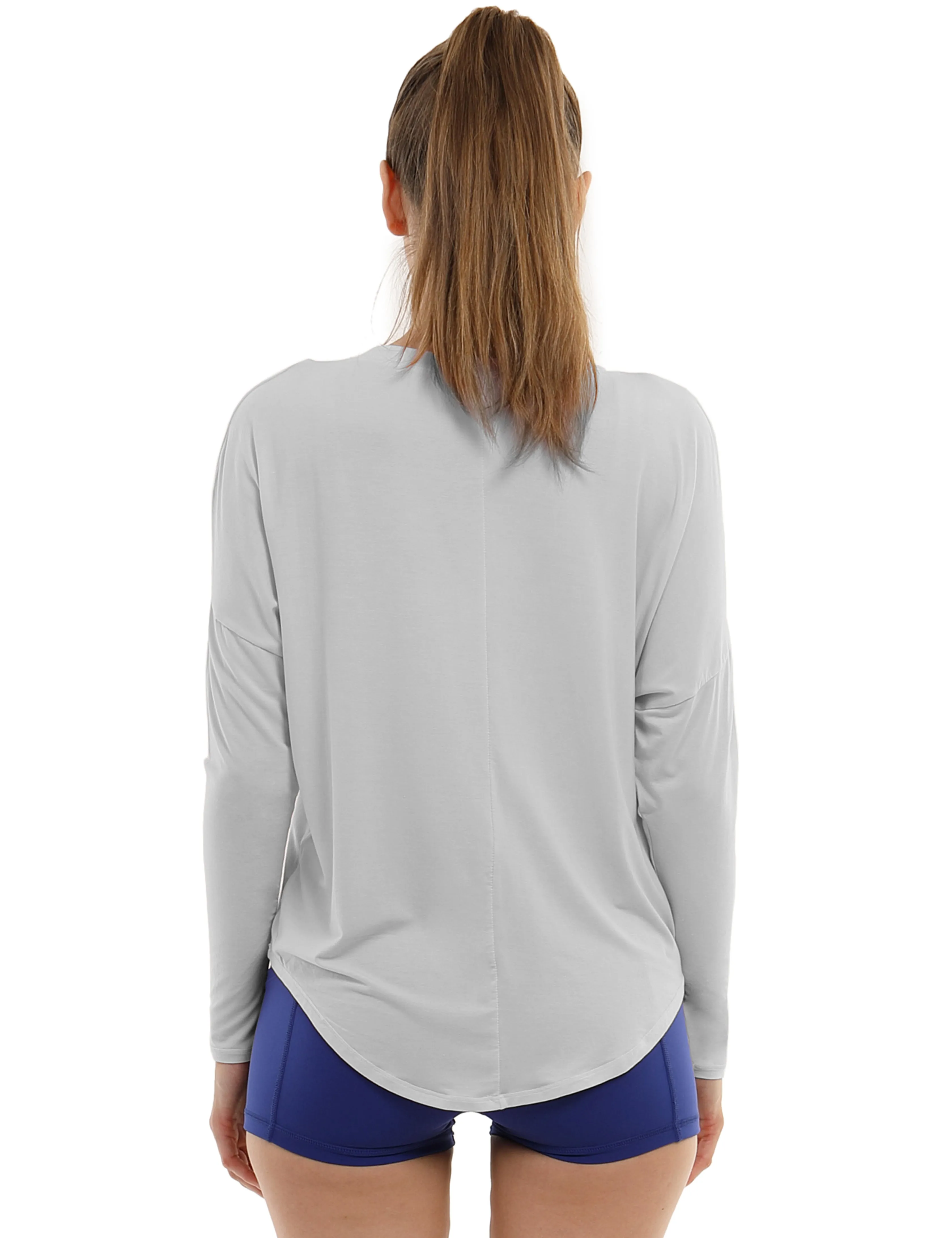 Running Batwing Tunic Tops lightgray_Running