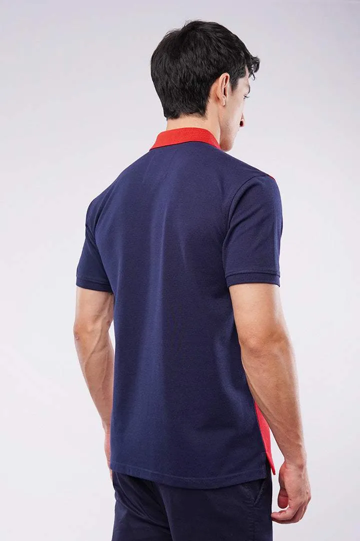 Sports Polo Shirt - Red & Blue