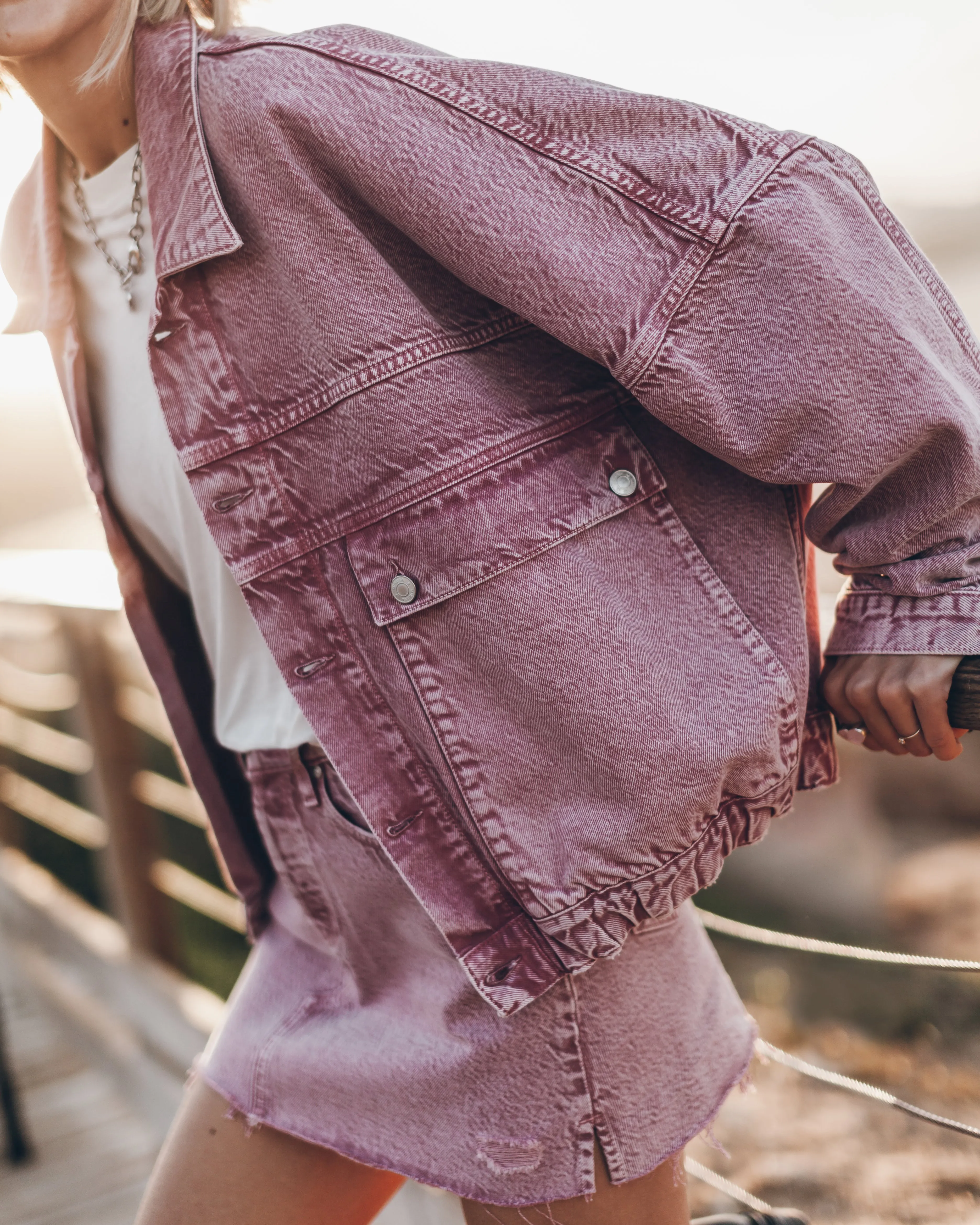 The Pink Faded Denim Jacket