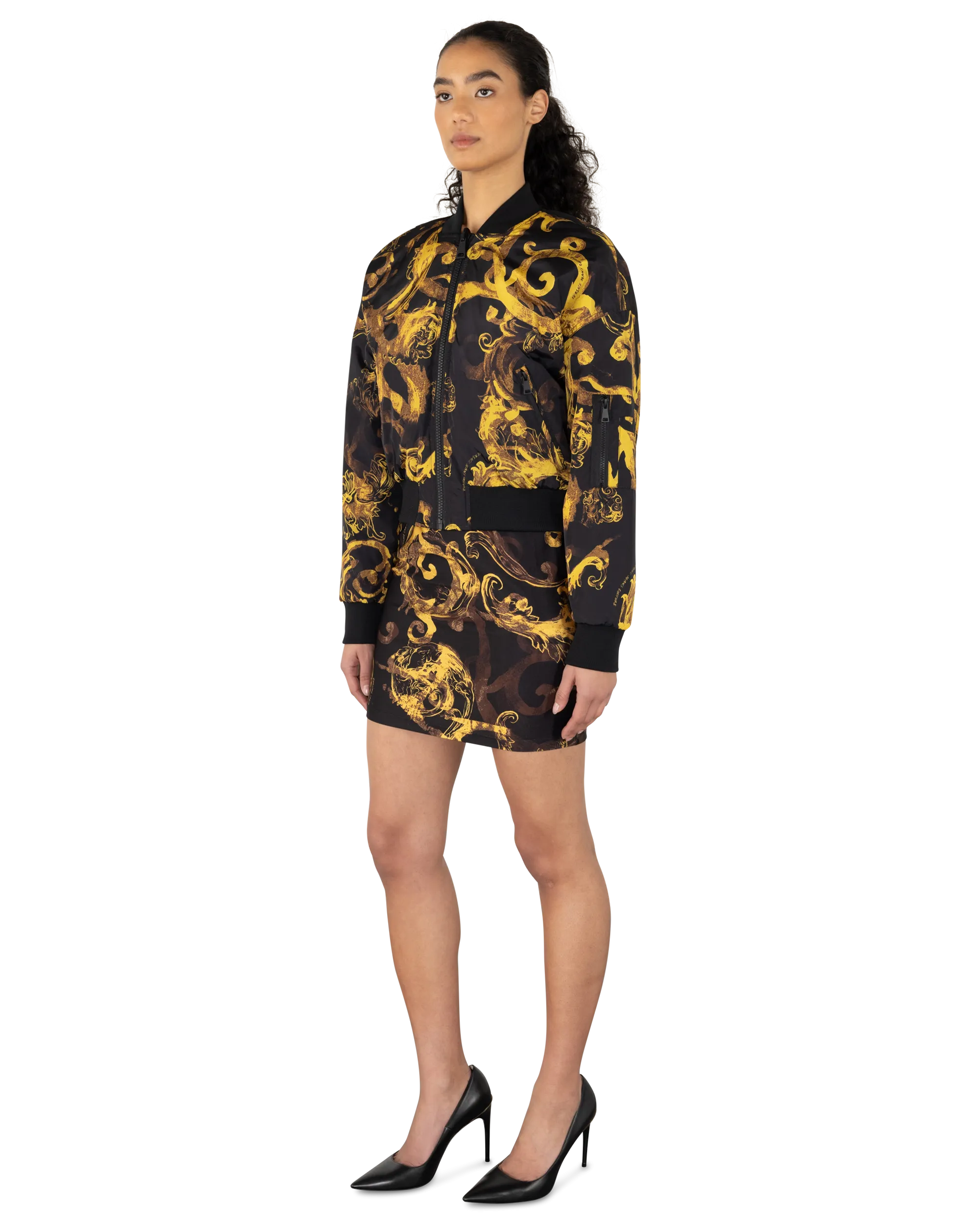 Watercolor Barocco Couture Reversible Bomber Jacket