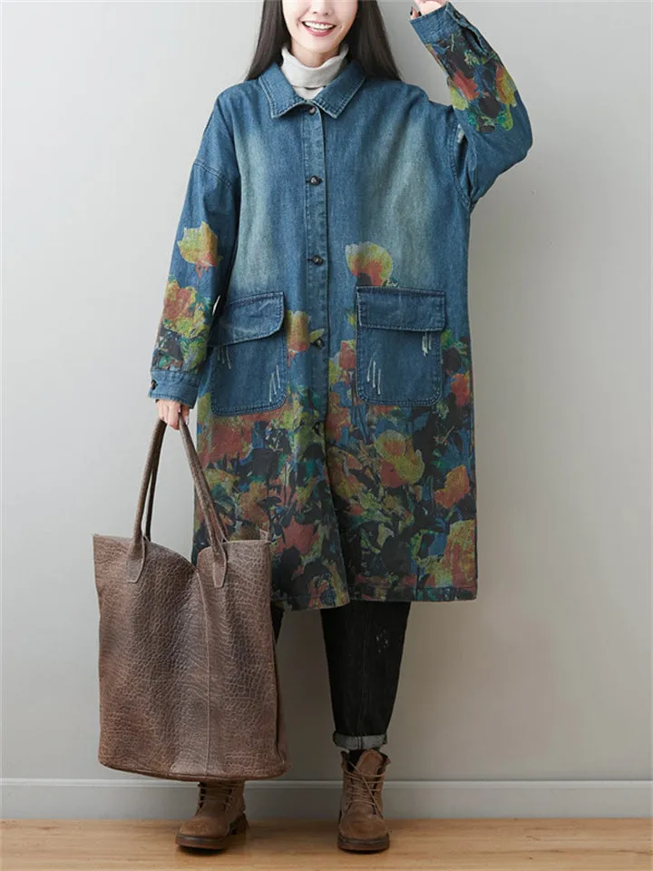 Women's Printed Mid-length Trench Jacket