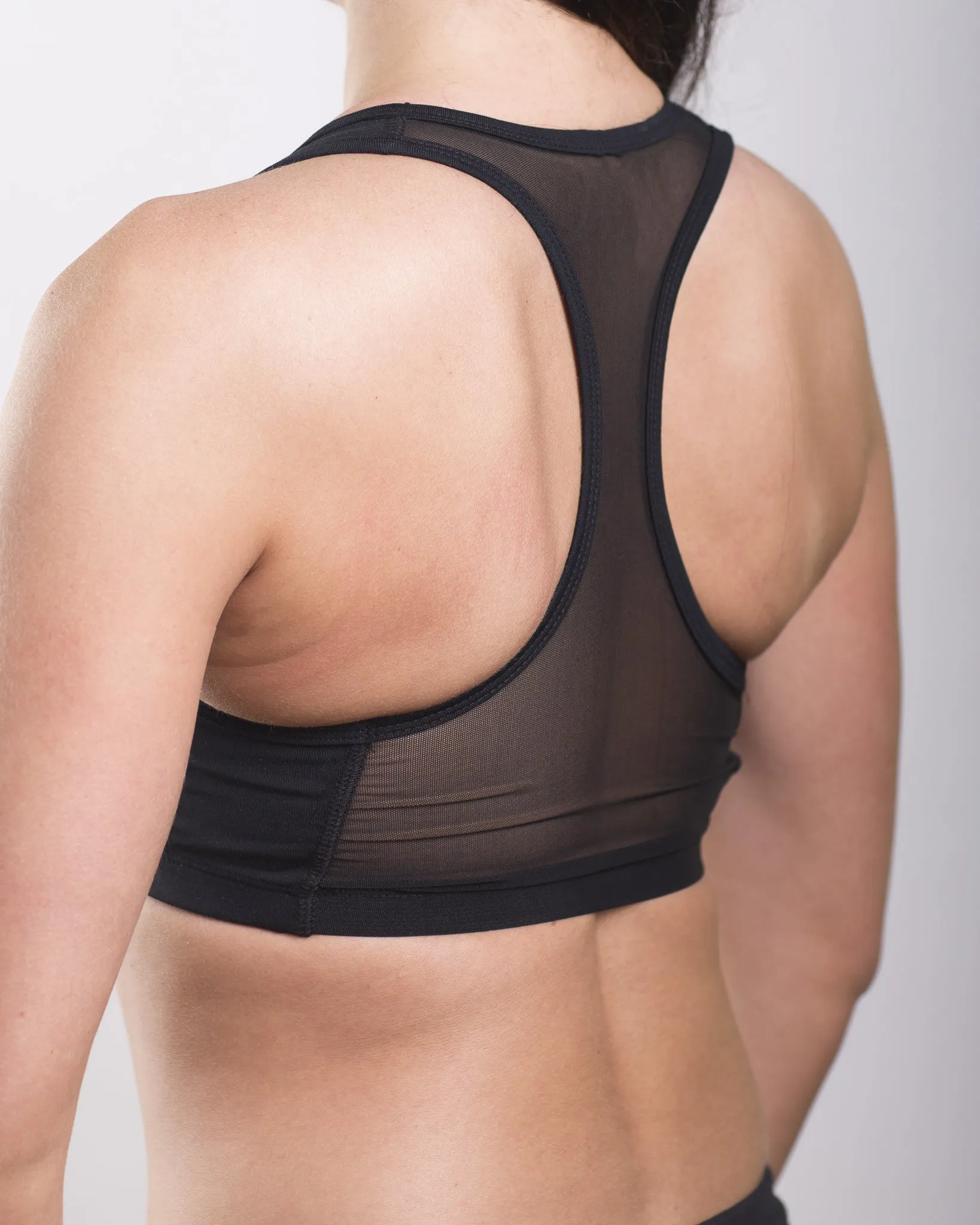 Women's Trust No One Black Mesh Back Sports Bra - Black